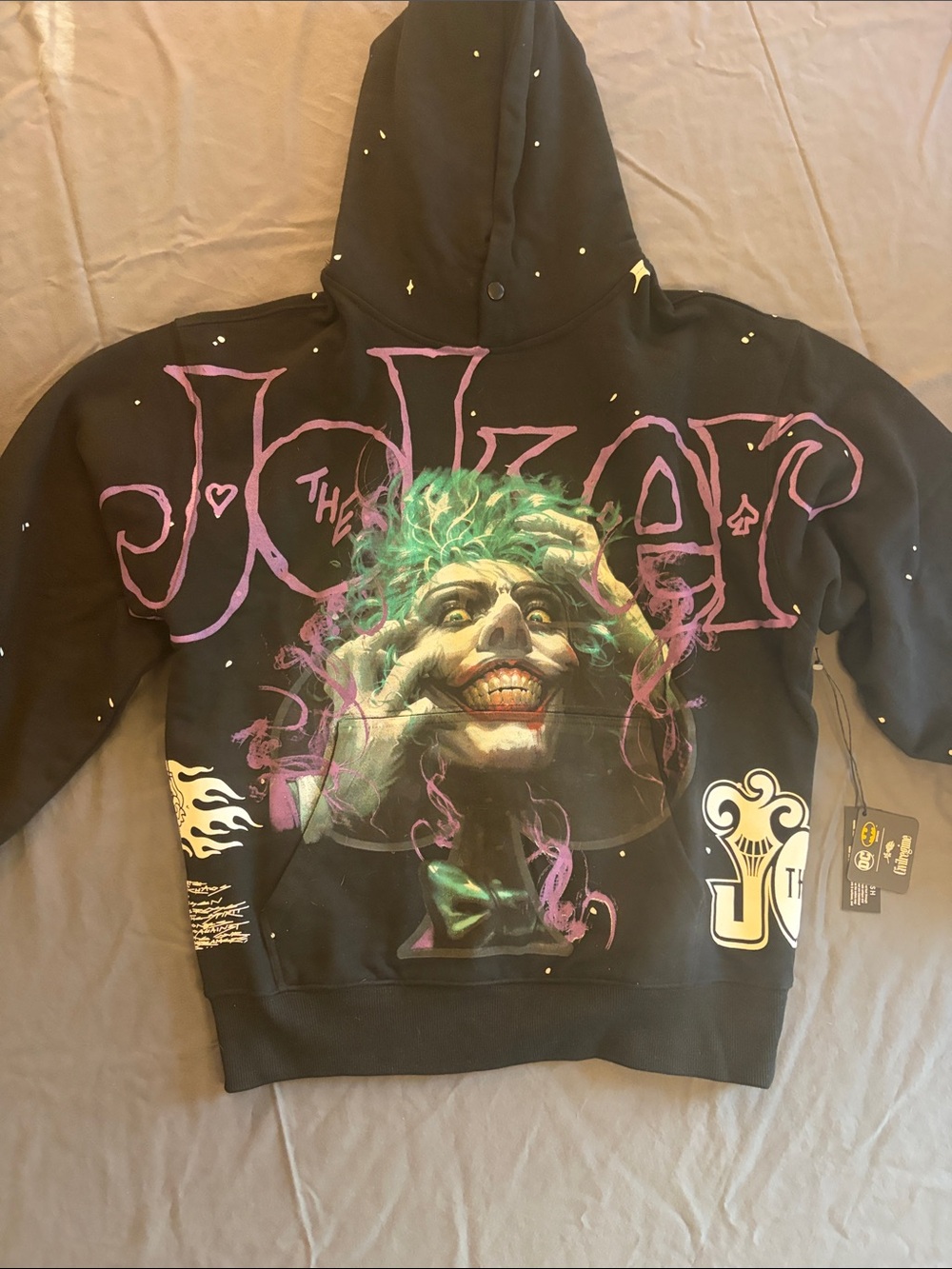 Civil Regime Black Graphic Joker Hoodie with Colorful Illustration